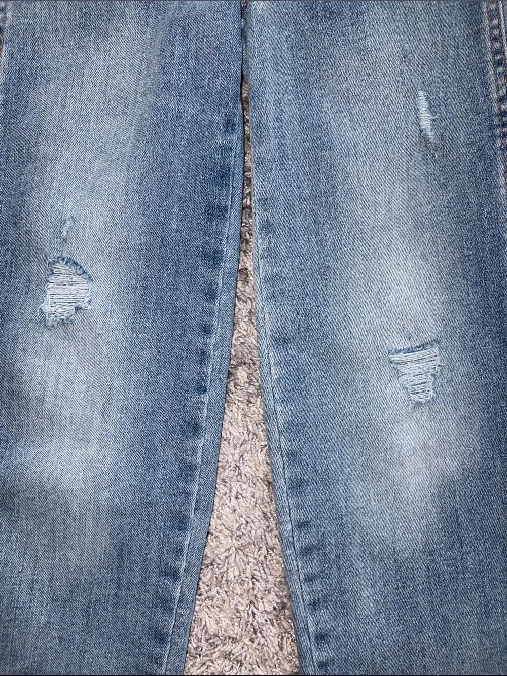 Old Navy Light Blue Distressed Straight-Leg Jeans. Built-in tough. Size 7 boys